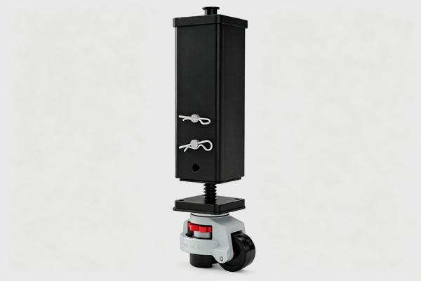 Adjustable square legs with leveling casters